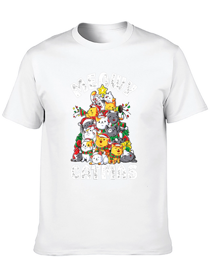 Meowy Catmas T-Shirt: Festive Cat Christmas Tree Design