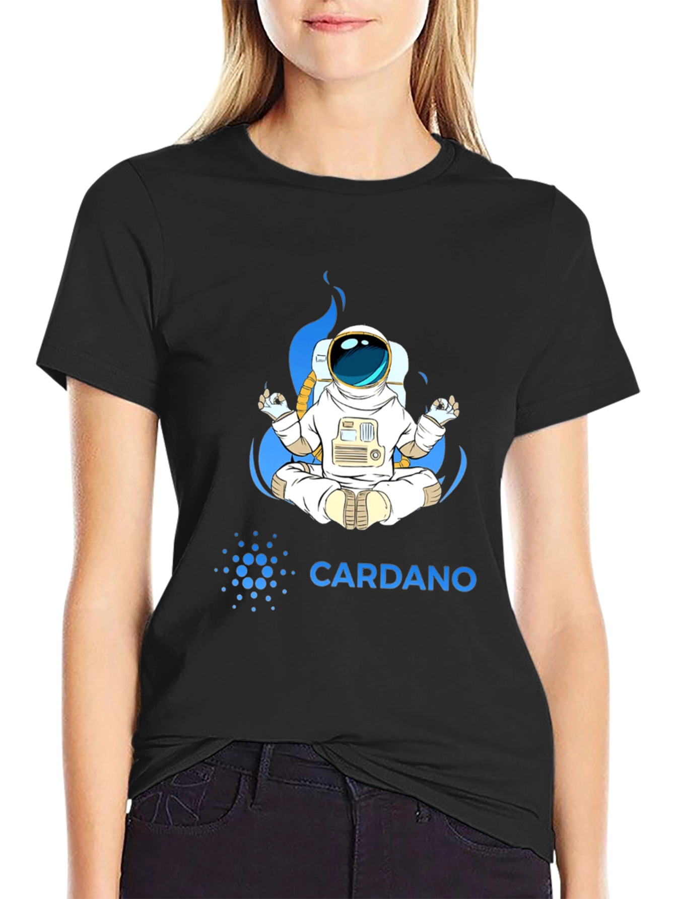 Cardano Astronaut T-Shirt - Meditating Space Explorer Tee