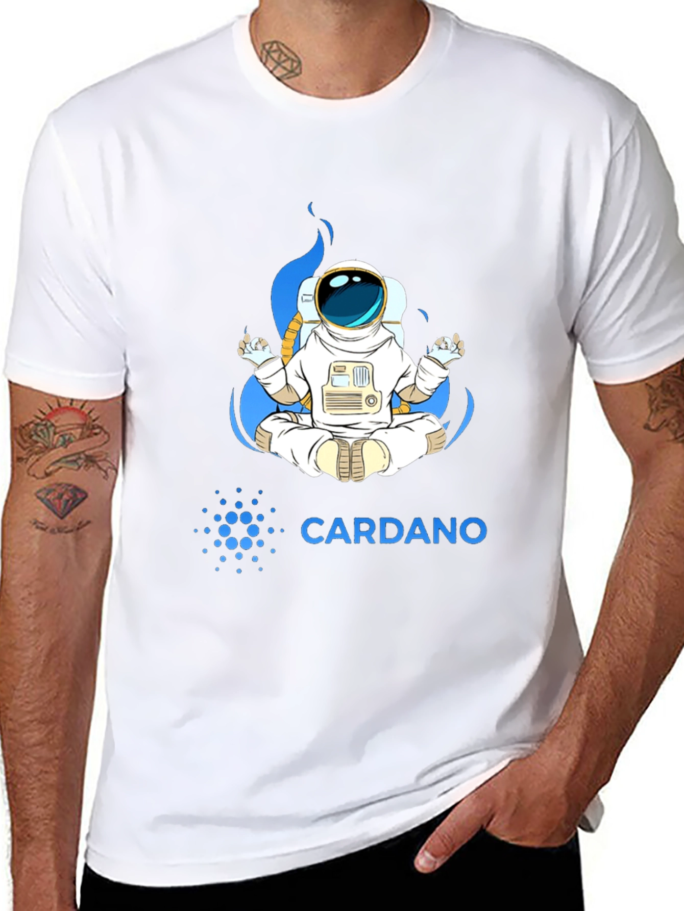 Cardano Astronaut T-Shirt - Meditating Space Explorer Tee