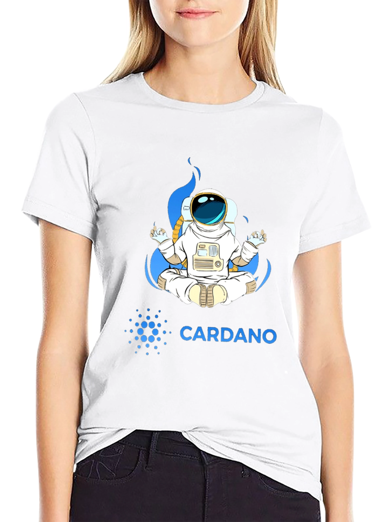 Cardano Astronaut T-Shirt - Meditating Space Explorer Tee