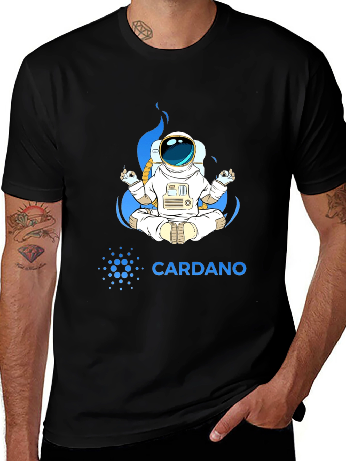 Cardano Astronaut T-Shirt - Meditating Space Explorer Tee