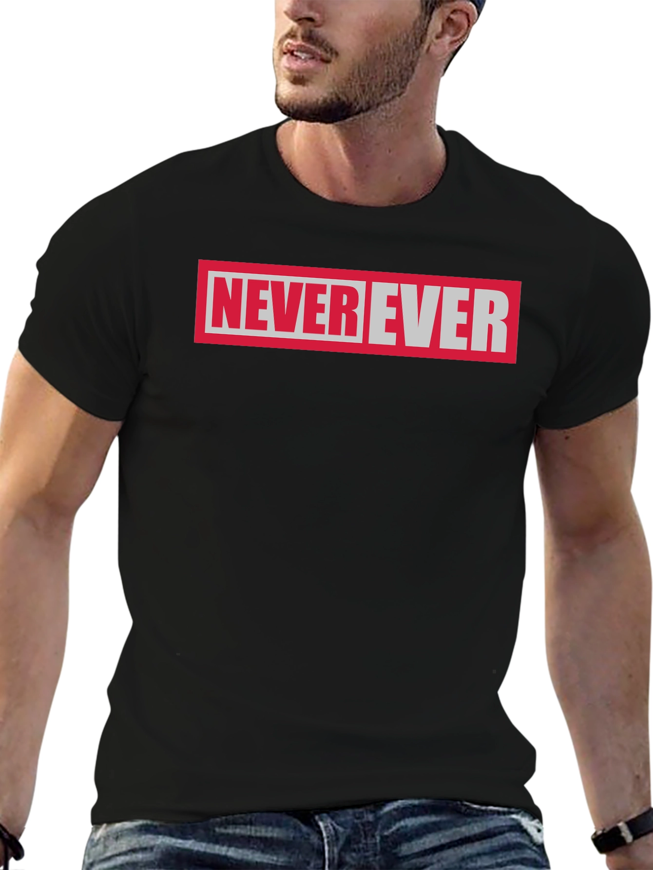 Never Ever Graphic Tee - Black Cotton T-Shirt