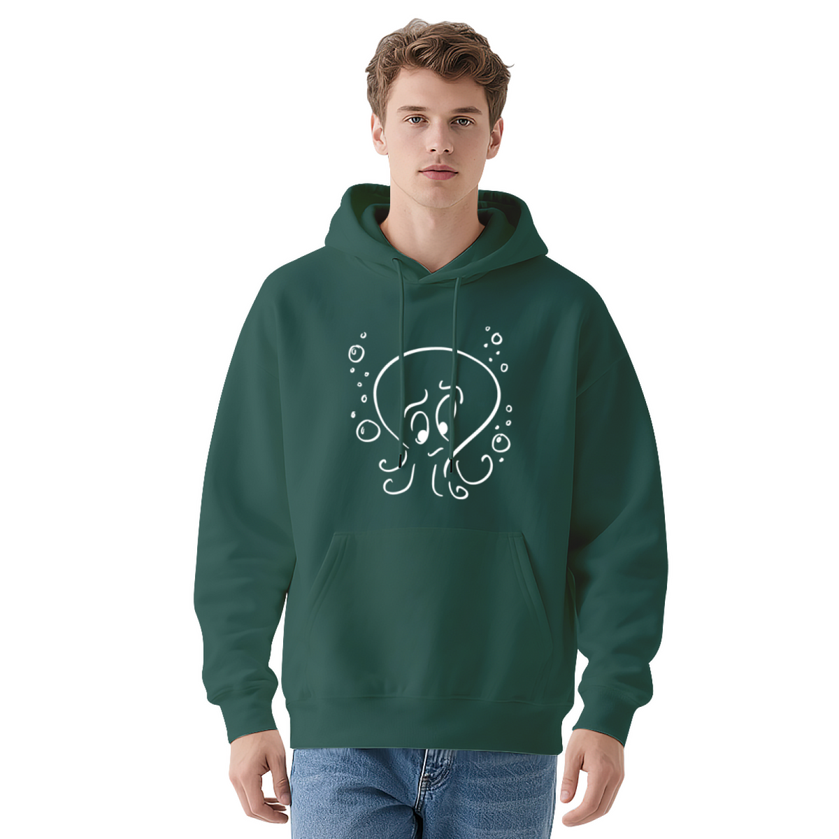Cute Cartoon Octopus Line Art Graphic Hoodie