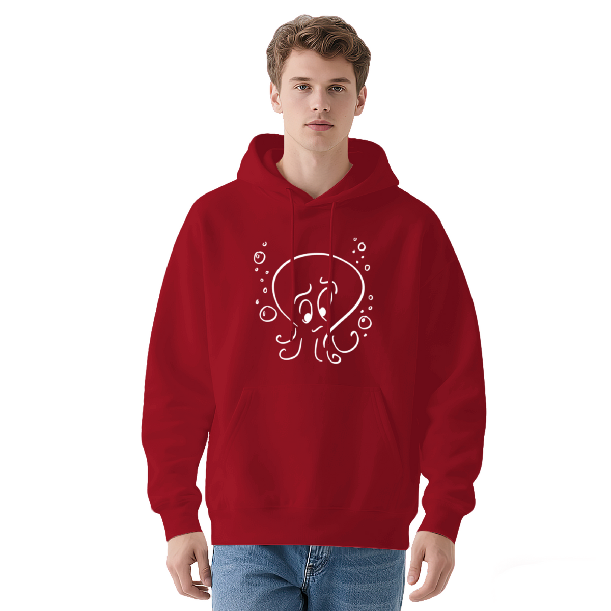 Cute Cartoon Octopus Line Art Graphic Hoodie