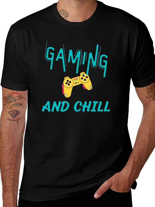 Gaming and Chill Black T-Shirt - Gamer Apparel