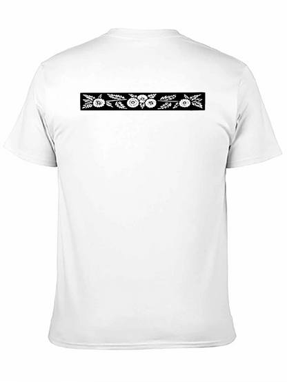 Mens Black Floral Graphic Crew Neck T-Shirt