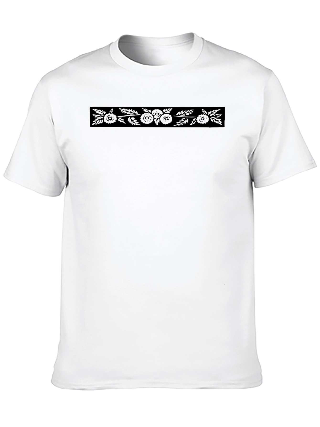 Mens Black Floral Graphic Crew Neck T-Shirt
