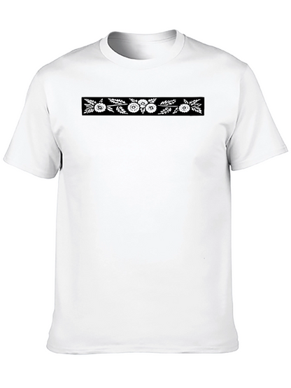 Mens Black Floral Graphic Crew Neck T-Shirt