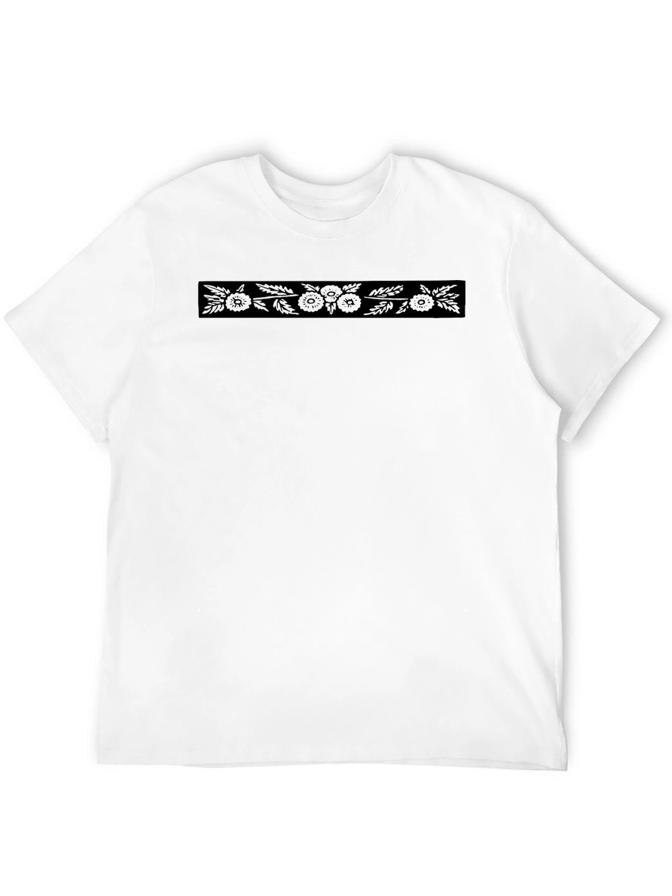 Mens Black Floral Graphic Crew Neck T-Shirt