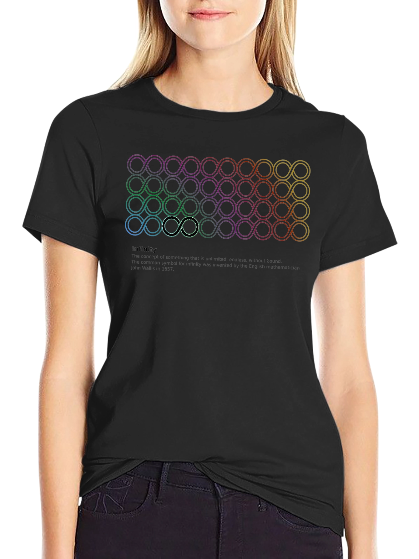 Infinity Symbol Graphic Print Black T-Shirt