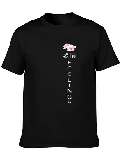 Floral Feelings Graphic Tee - Black Cotton Blend