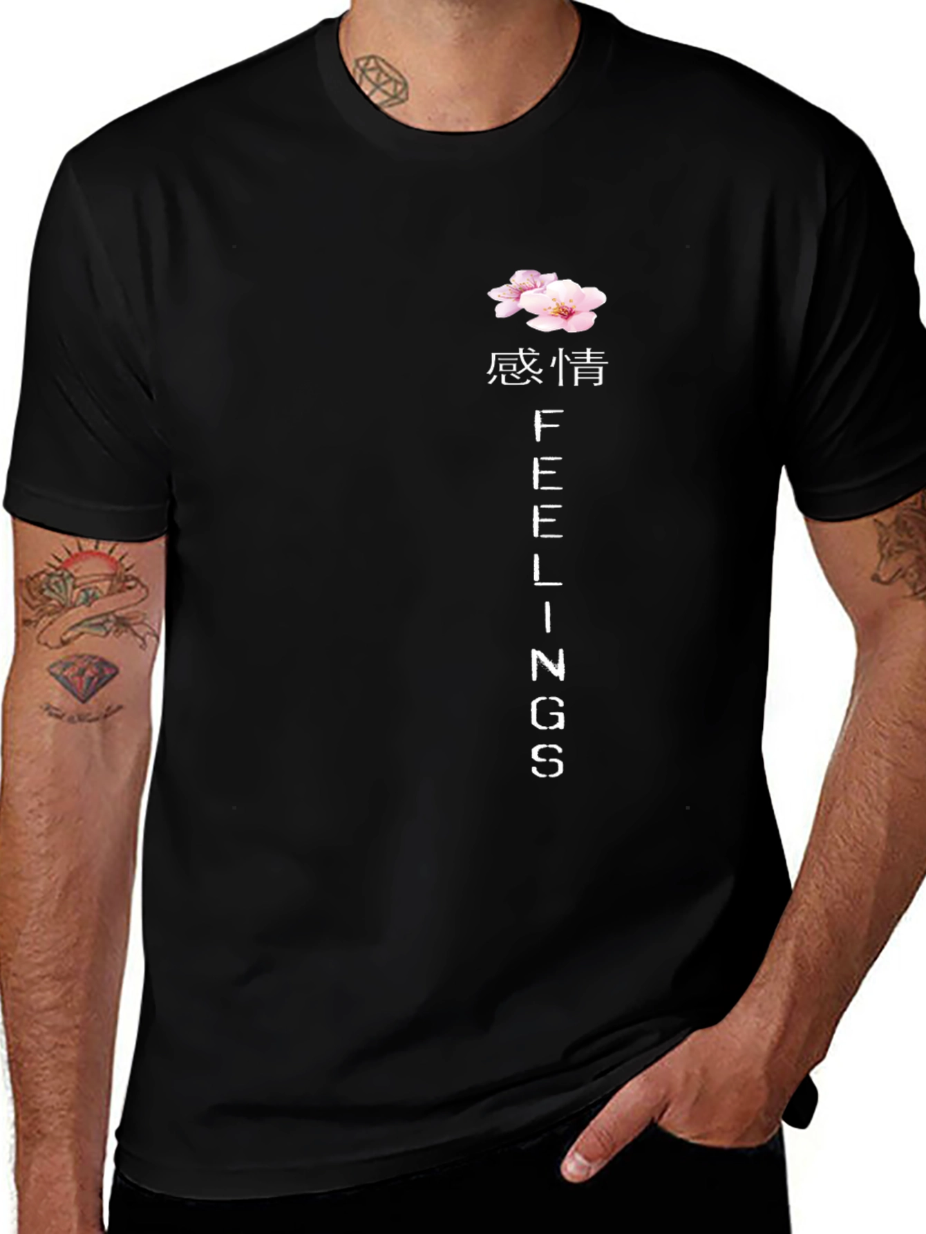 Floral Feelings Graphic Tee - Black Cotton Blend