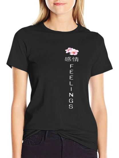 Floral Feelings Graphic Tee - Black Cotton Blend