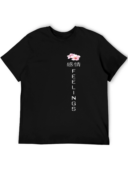 Floral Feelings Graphic Tee - Black Cotton Blend