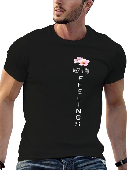 Floral Feelings Graphic Tee - Black Cotton Blend