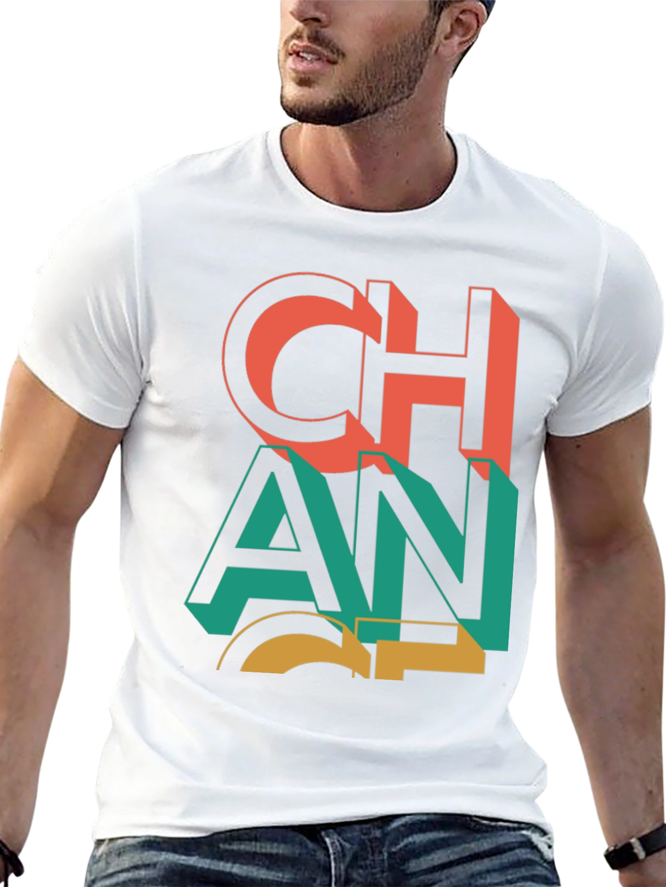 Bold Graphic Print Crew Neck T-Shirt