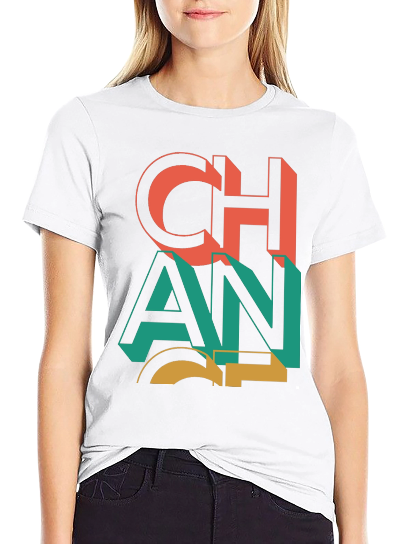 Bold Graphic Print Crew Neck T-Shirt