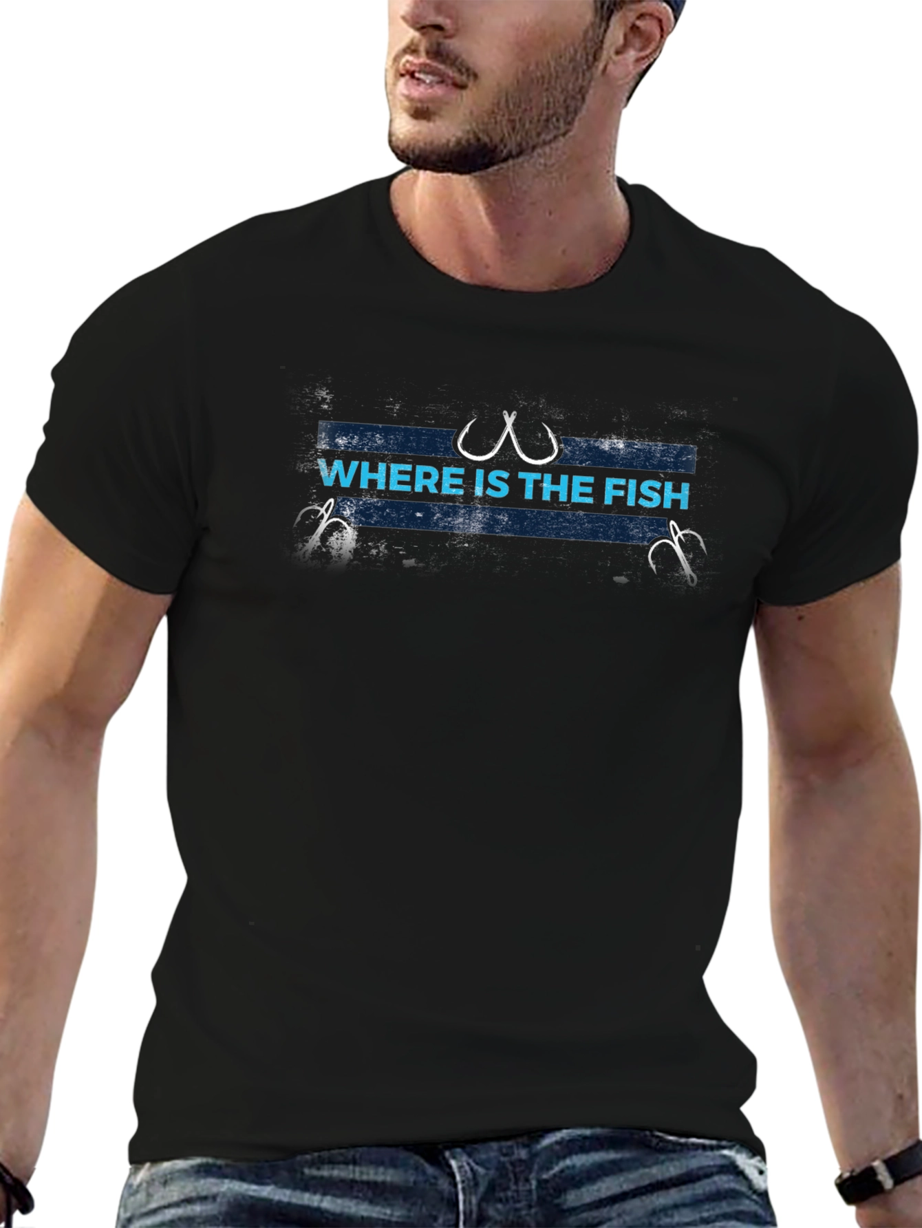 Where is the Fish? Black Graphic T-Shirt