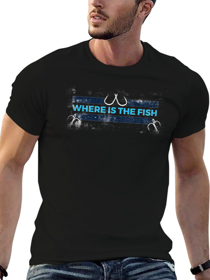 Where is the Fish? Black Graphic T-Shirt