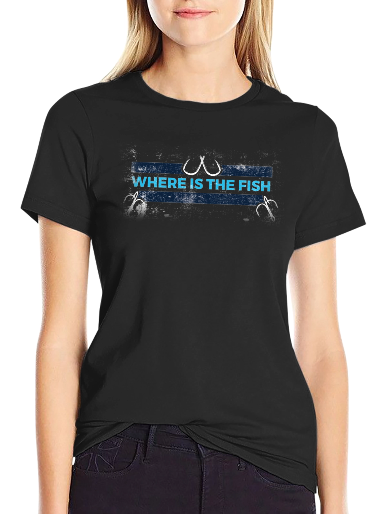 Where is the Fish? Black Graphic T-Shirt