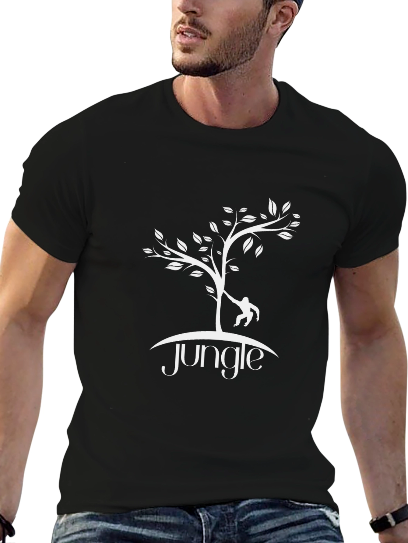 Jungle Tree Graphic T-Shirt - Relaxed Fit Black Tee