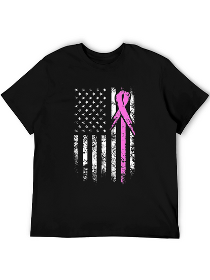 Breast Cancer Awareness USA Flag T-Shirt
