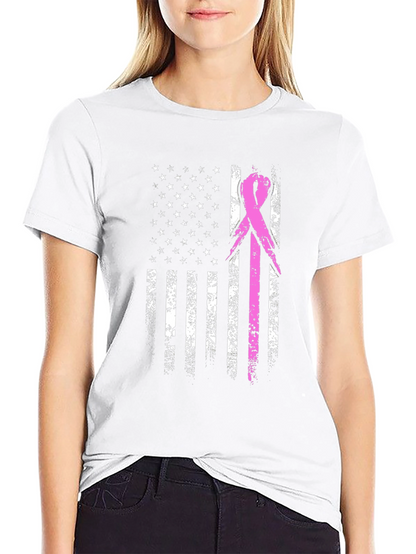 Breast Cancer Awareness USA Flag T-Shirt