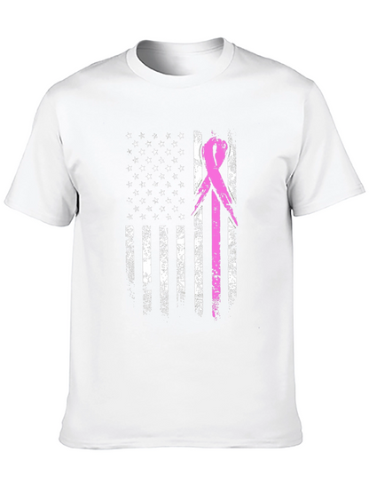 Breast Cancer Awareness USA Flag T-Shirt