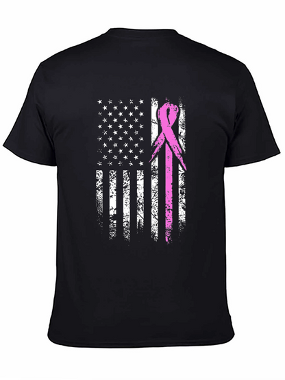 Breast Cancer Awareness USA Flag T-Shirt