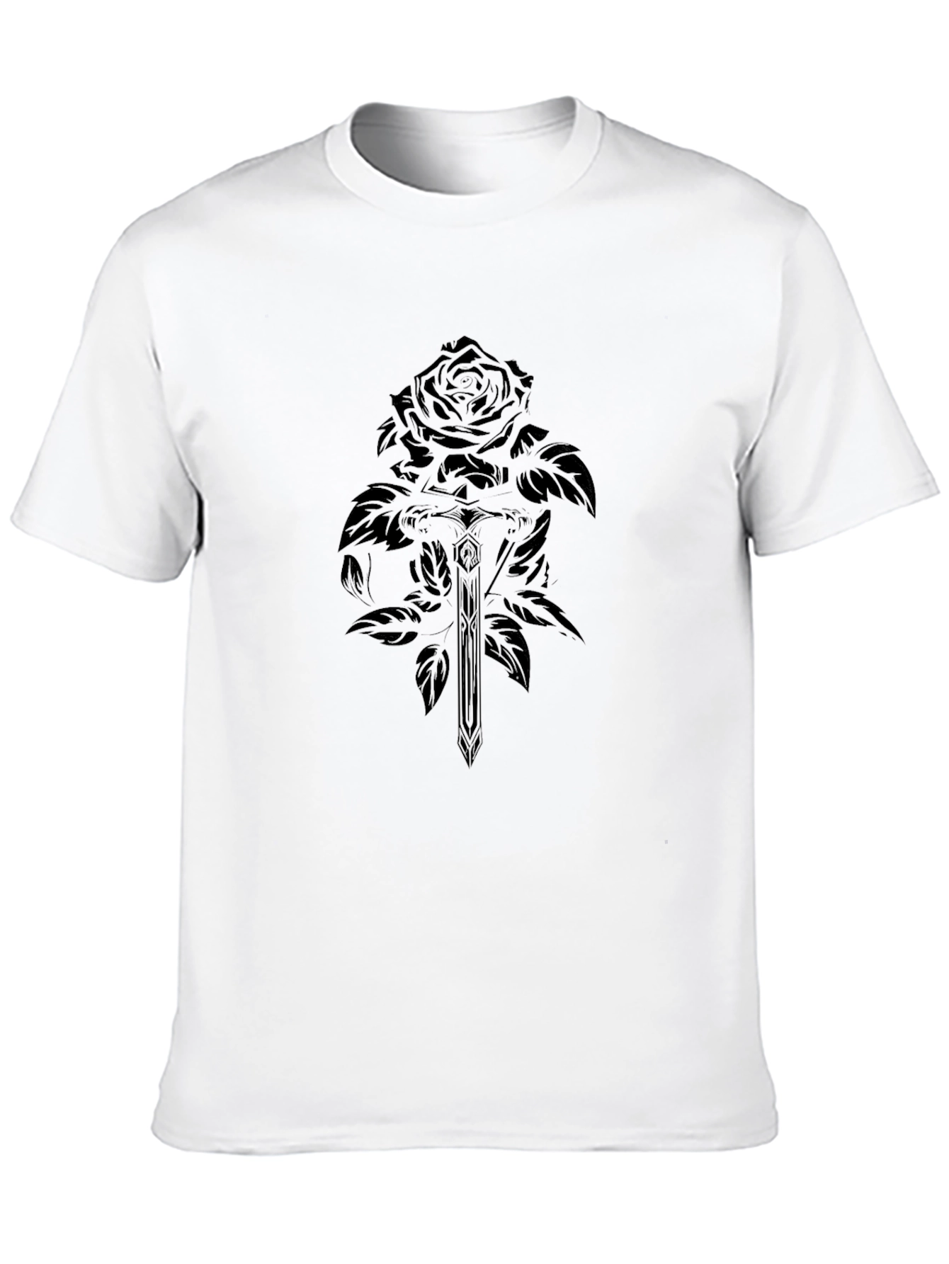 Rose & Sword Black Graphic T-Shirt