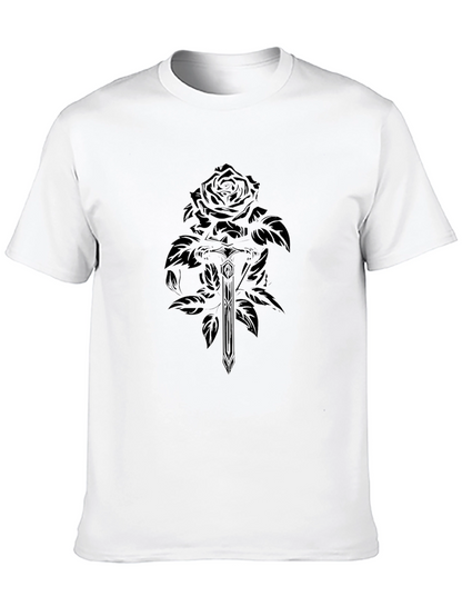 Rose & Sword Black Graphic T-Shirt
