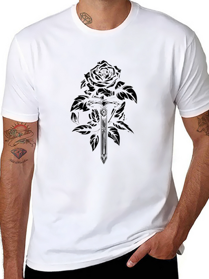 Rose & Sword Black Graphic T-Shirt