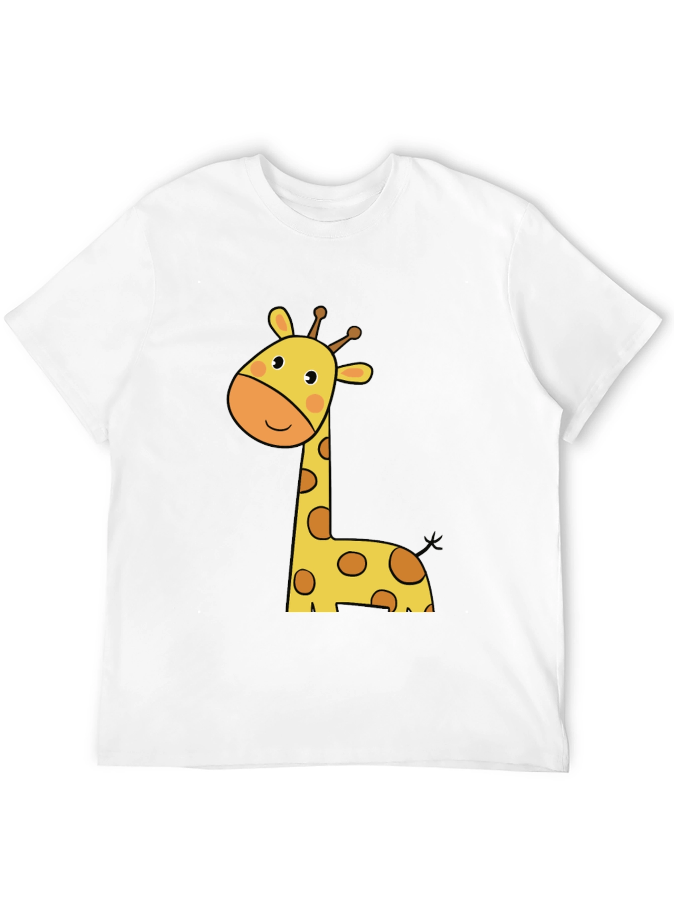 Cute Giraffe Graphic Tee - Black Cotton T-Shirt