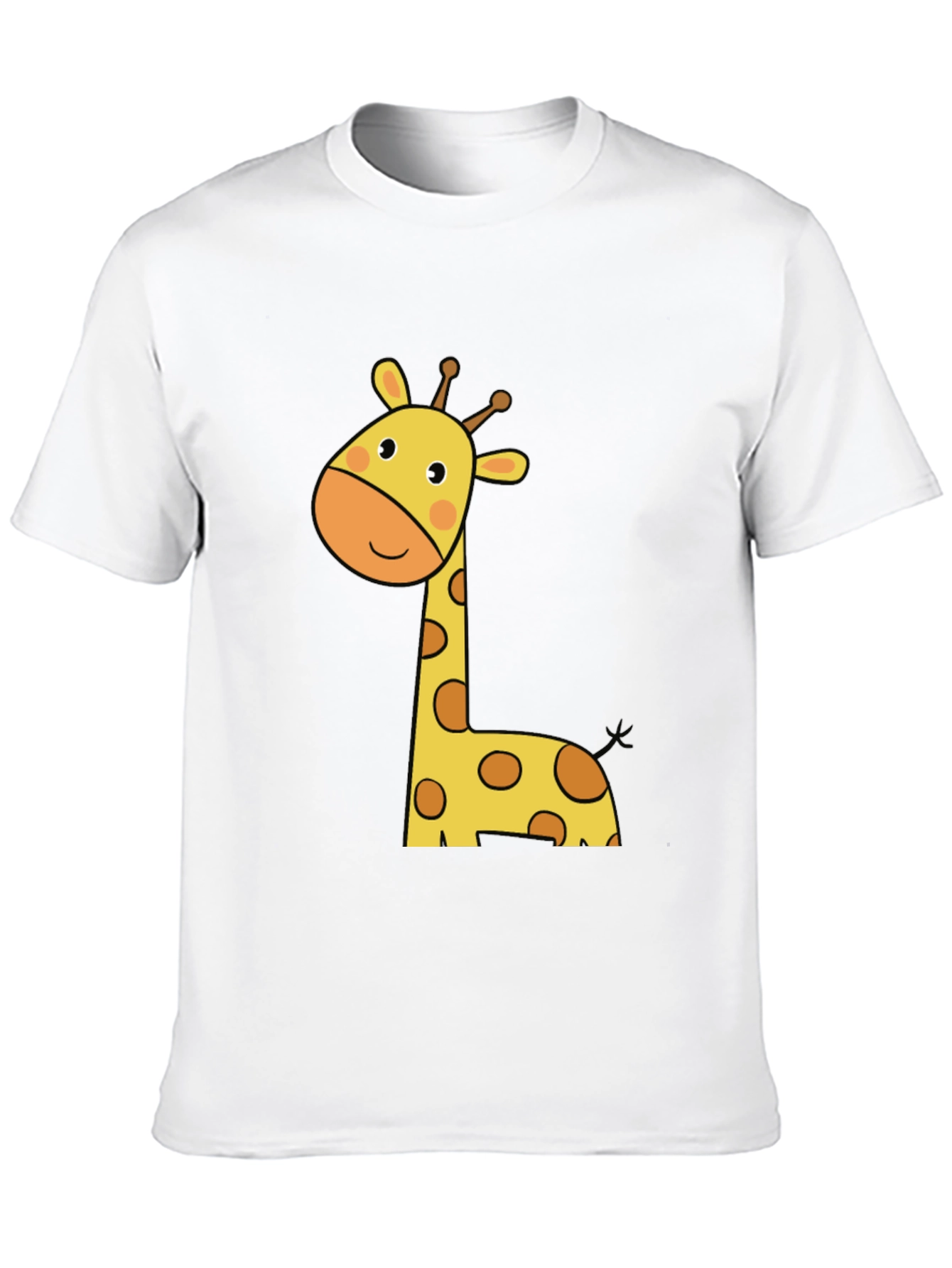 Cute Giraffe Graphic Tee - Black Cotton T-Shirt