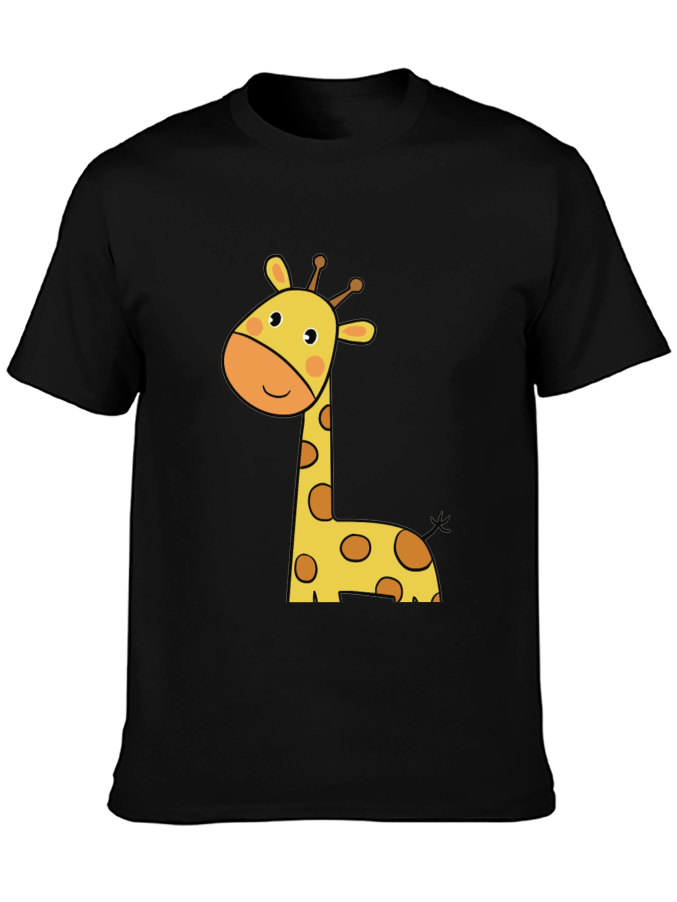 Cute Giraffe Graphic Tee - Black Cotton T-Shirt