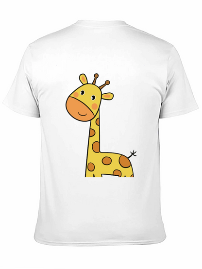 Cute Giraffe Graphic Tee - Black Cotton T-Shirt