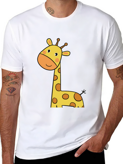 Cute Giraffe Graphic Tee - Black Cotton T-Shirt