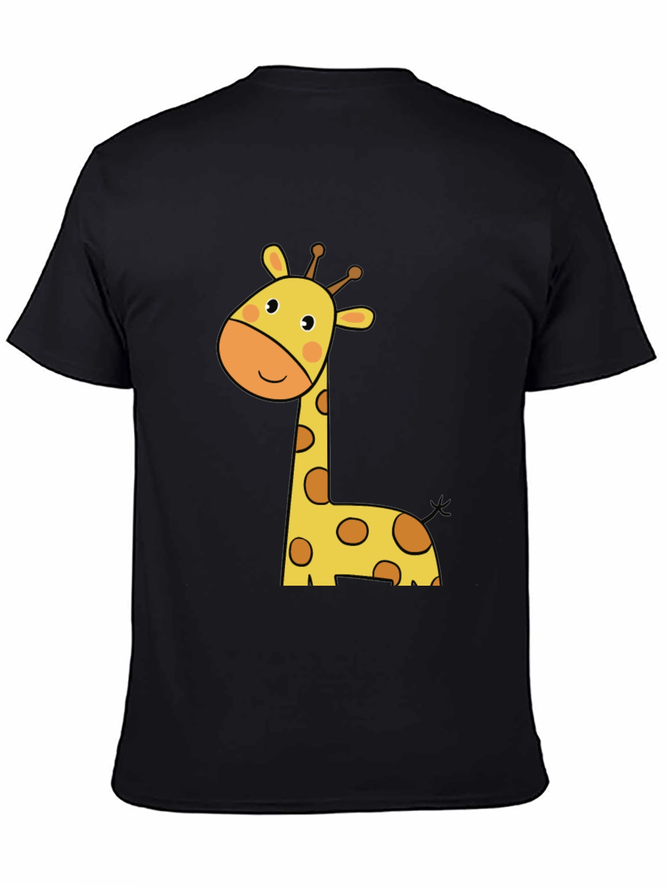 Cute Giraffe Graphic Tee - Black Cotton T-Shirt