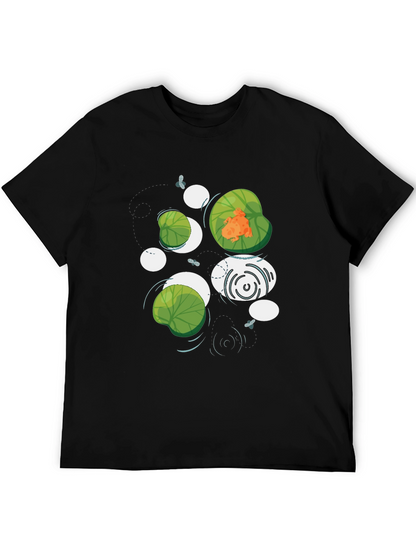 Frog on Lily Pad Graphic Black T-Shirt
