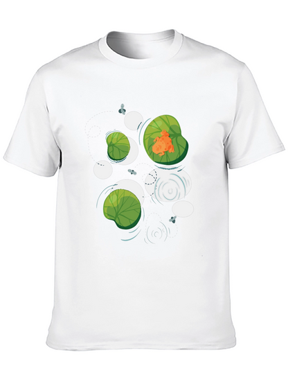 Frog on Lily Pad Graphic Black T-Shirt