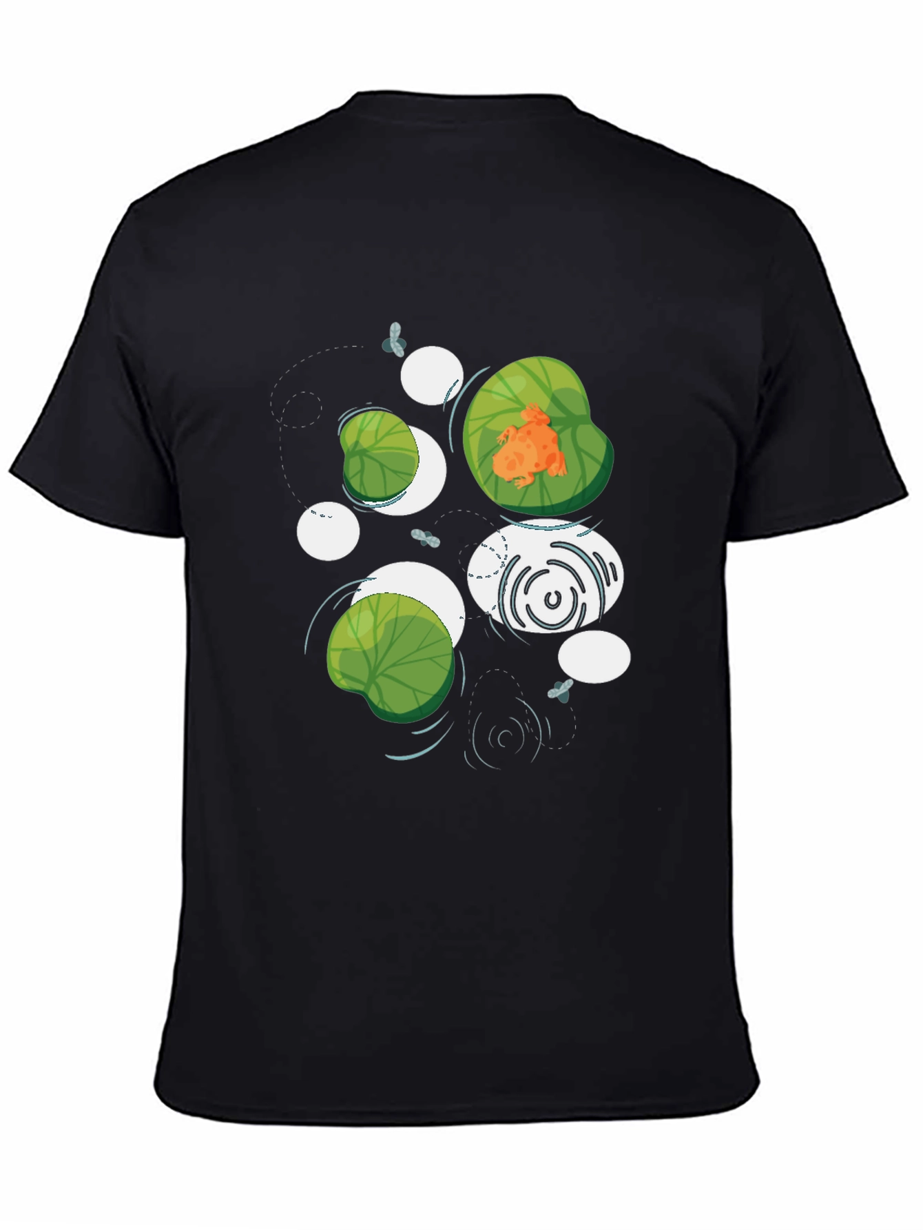 Frog on Lily Pad Graphic Black T-Shirt