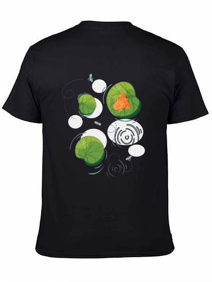 Frog on Lily Pad Graphic Black T-Shirt