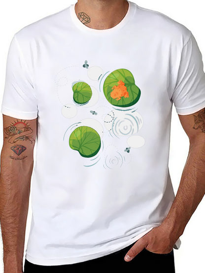 Frog on Lily Pad Graphic Black T-Shirt