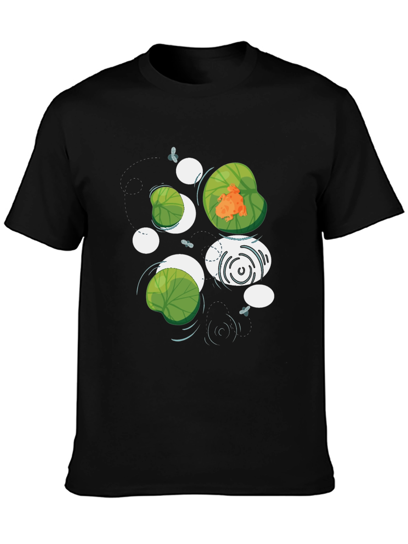 Frog on Lily Pad Graphic Black T-Shirt