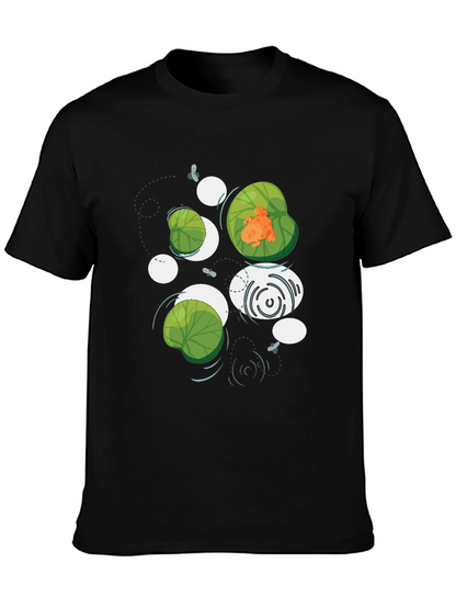 Frog on Lily Pad Graphic Black T-Shirt