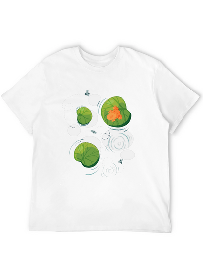 Frog on Lily Pad Graphic Black T-Shirt