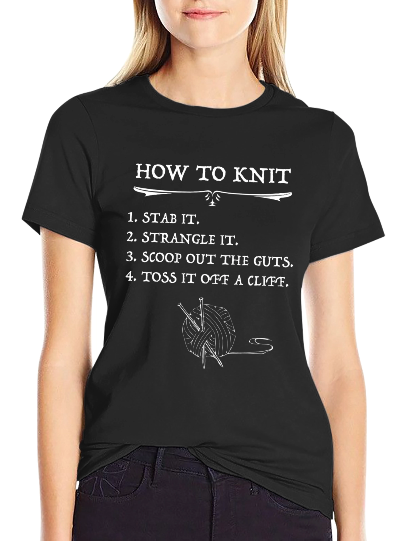 Funny Knitting T-Shirt - How To Knit Sarcastic Tee