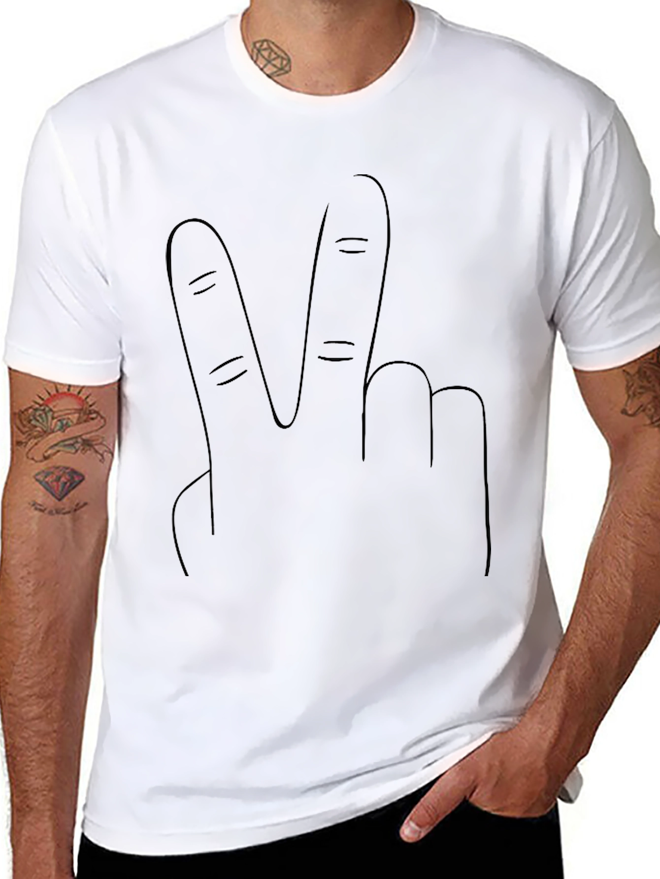 Peace Sign Graphic Tee - Black Casual T-Shirt