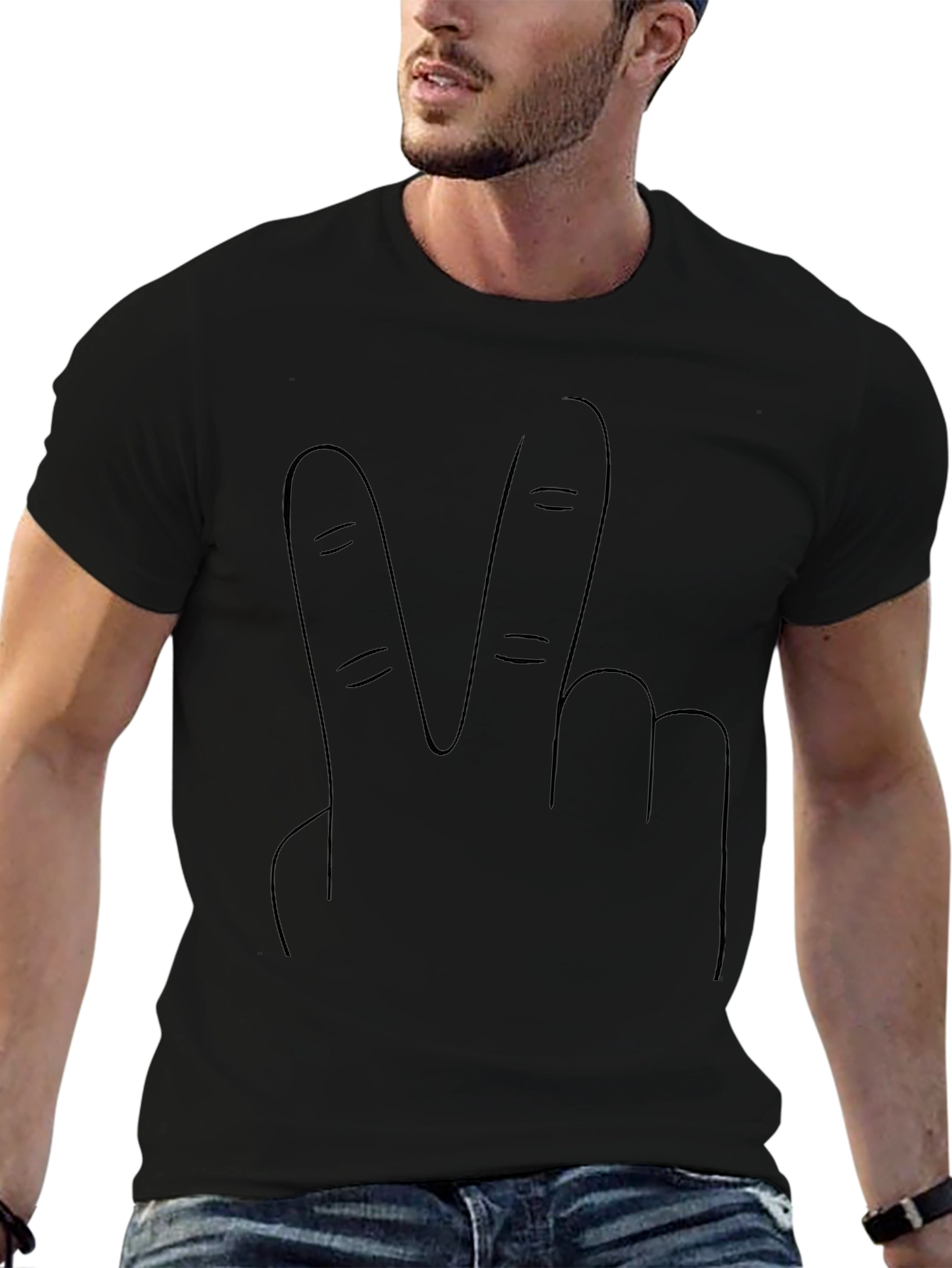 Peace Sign Graphic Tee - Black Casual T-Shirt