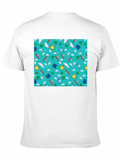 Travel Pattern Black T-Shirt